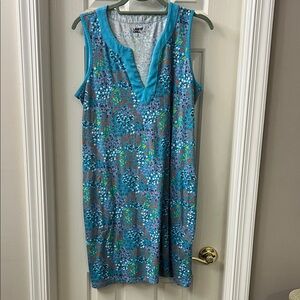 Lands' End Blue Floral Midi Dress